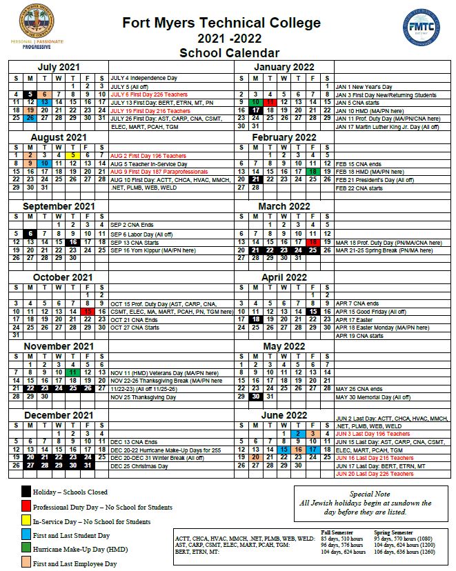 Fgcu 2022 Calendar Calendar - Fort Myers Technical College